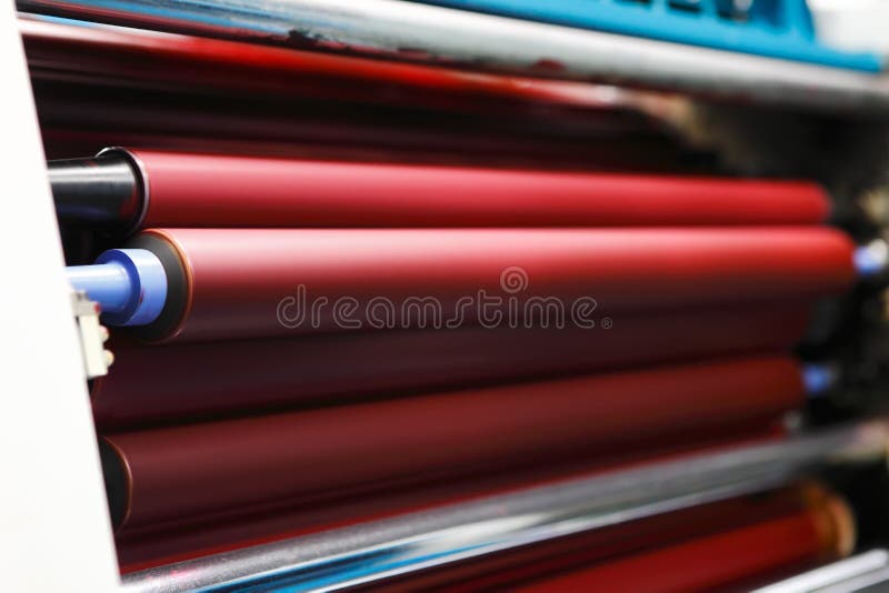 Ink rollers on offset printing machine