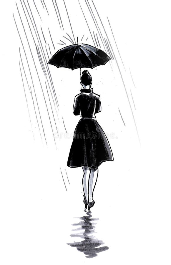 Girl in the rain Stock Vector by ©pavelmidi 4037319