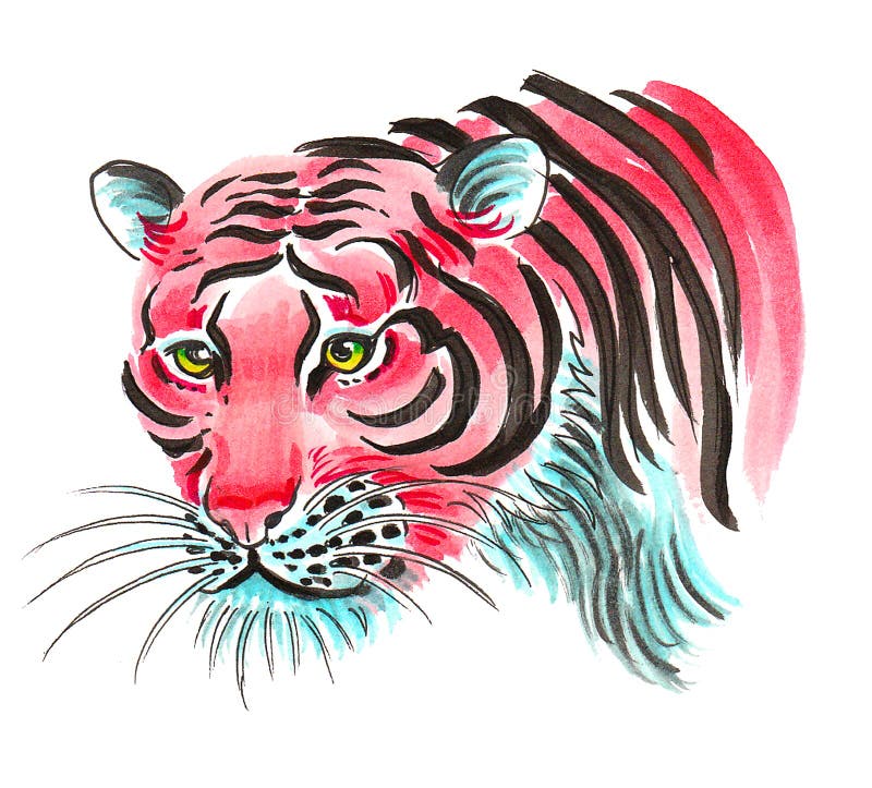 Pink tiger stock illustration. Illustration of strong - 140952109