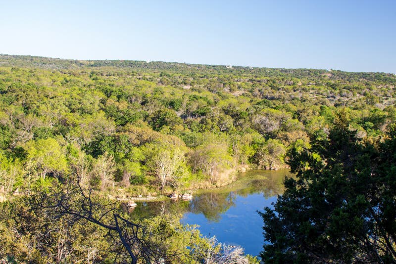 Valley View of Inks Lake in the Texas Hill Country Stock Photo Image