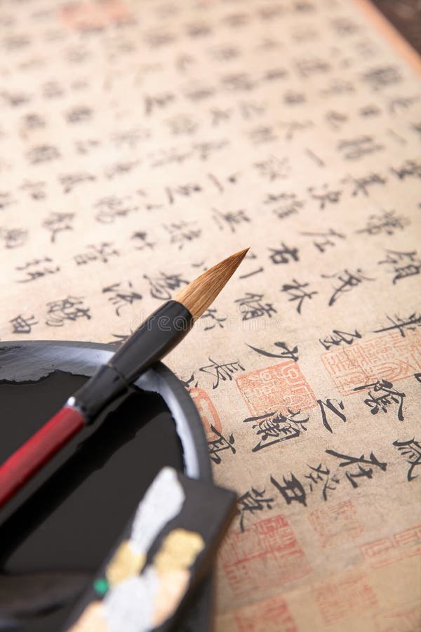 Inkstones and Brushes in Calligraphy Editorial Stock Photo Image of