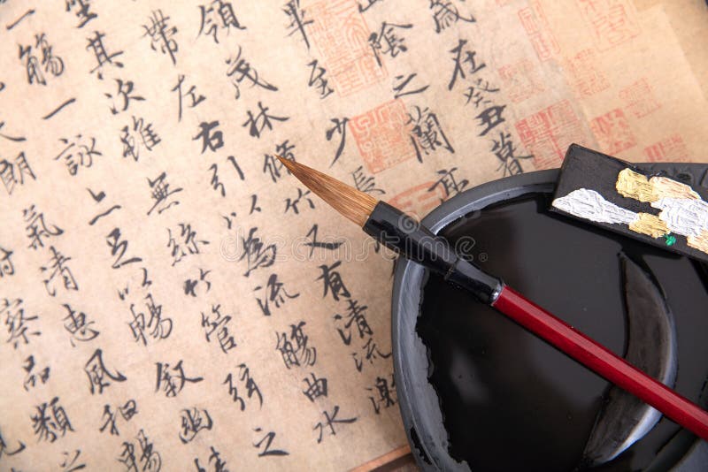 Inkstones and Brushes in Calligraphy Editorial Photography Image of
