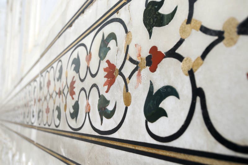 Inlay stone mosaic in Taj Mahal