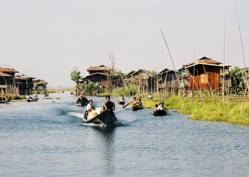 Inle intha湖人 免版税库存照片