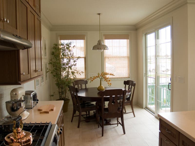 Kitchen and breakfast nook with sliding doors. Kitchen and breakfast nook with sliding doors