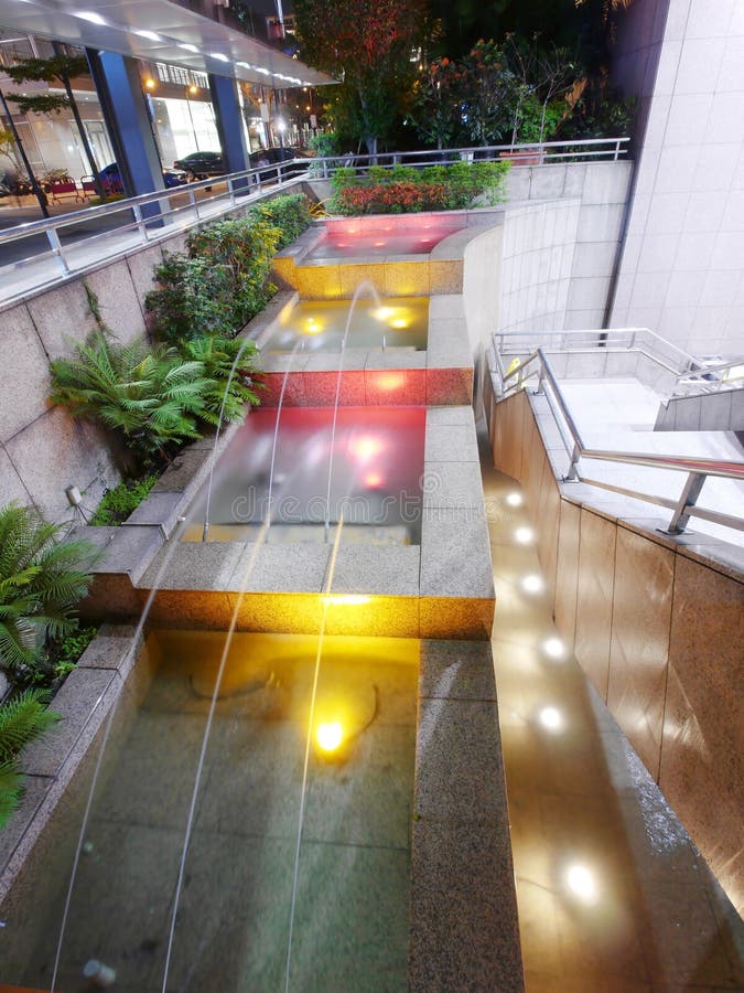 Fountain and staircase in modern building. Fountain and staircase in modern building