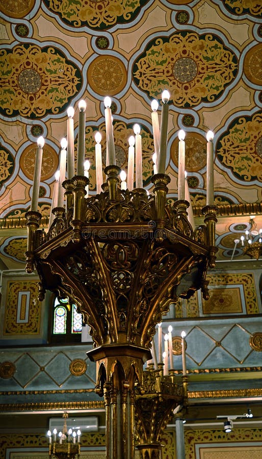 Innenraum der großen Synagoge, Bukarest, Rumänien stockfotografie Innenraum der großen Synagoge, Bukarest, Rumänien stockfotografie