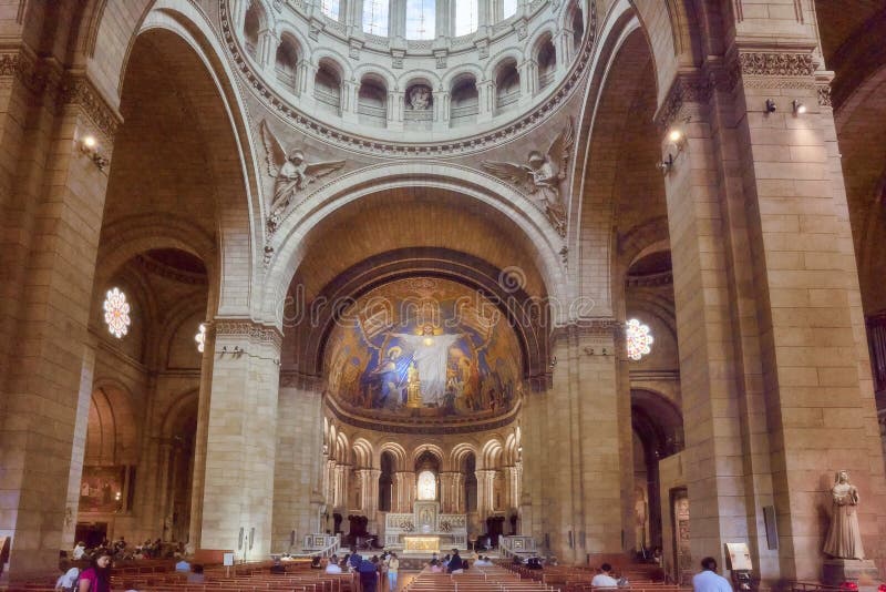 Paris, Frankreich, Basilika Des Heiligen Herzens Sacre Coeur Innen Stockbild - Bild von ...