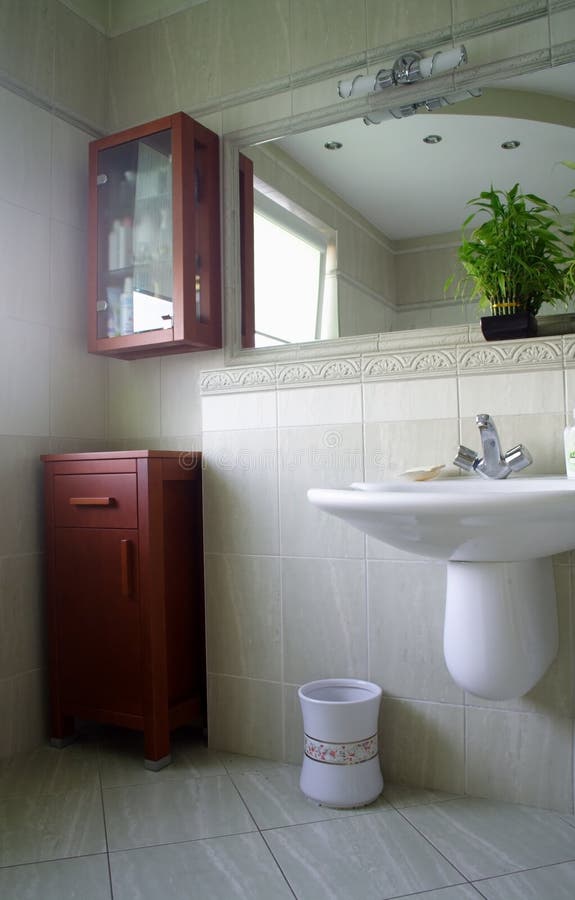 Innenraum Des Modernen Badezimmers Mit Jacuzzi Stockbild - Bild von