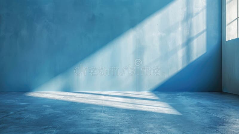 Innenraum mit blauer Wand und Fenster lizenzfreies stockbild
