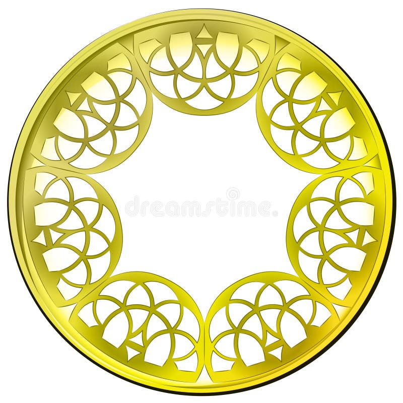 Inner decorated golden metallic vector frame