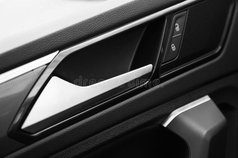 Inner Door Handle with Lock Unlock Buttons Stock Photo Image of