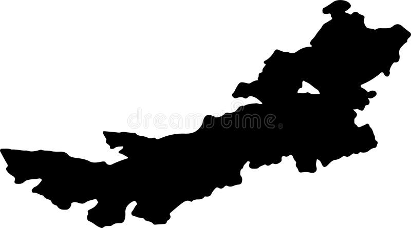 Inner Mongol China silhouette map with transparent background vector illustration