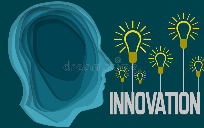 Innovatie, menselijk hoofd met gloeilamp vector illustratie Innovatie, menselijk hoofd met gloeilamp vector illustratie