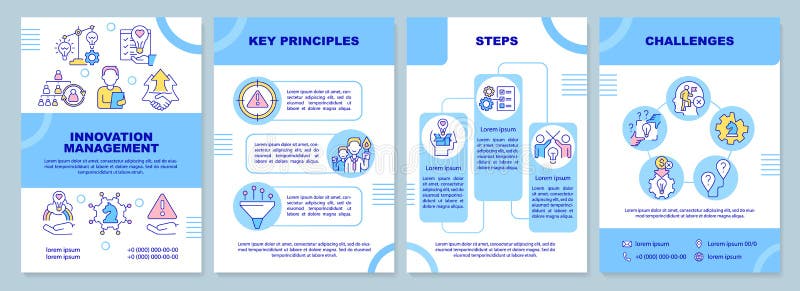 Innovation management process blue brochure template royalty free illustration