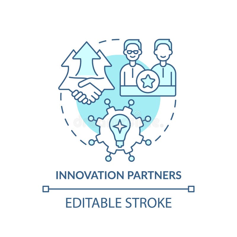 Innovation partners turquoise concept icon stock illustration