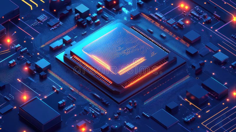 Innovation pulsating microchip royalty free illustration