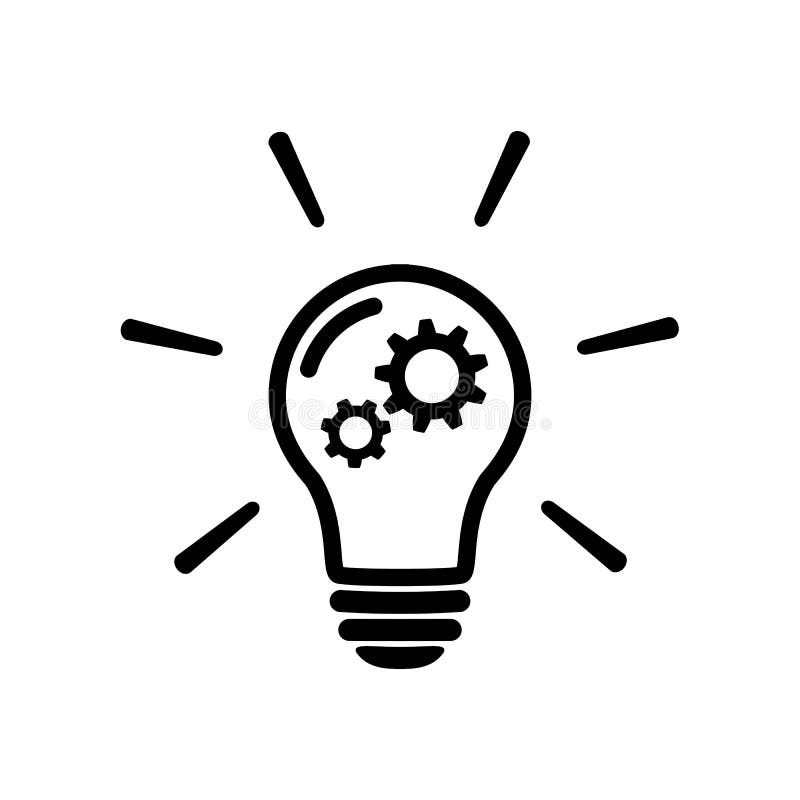 Innovationbegreppssymbol Ljus kula med kugghjultecknet stock illustrationer