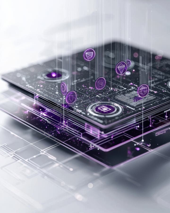 Innovativ Smartphone-anpassning till Blockchain och avancerad säkerhetsteknik i digitala ekosystem vektor illustrationer