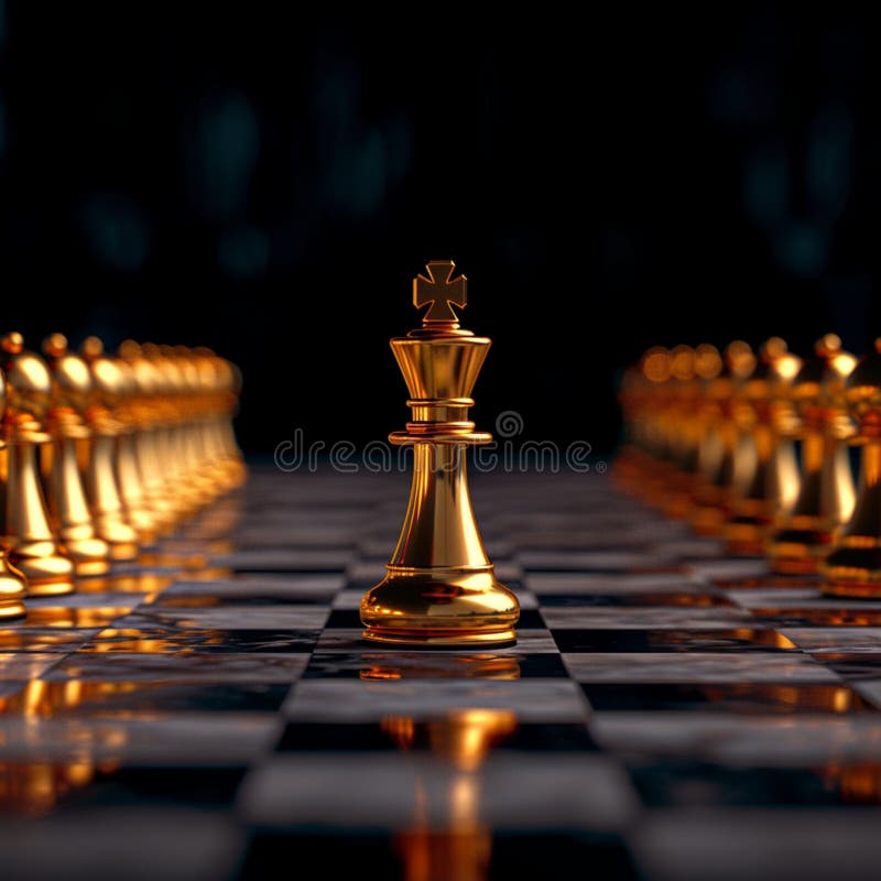 Innovative approach Golden pawn breaks free, illustrating unique leadership concept royalty free illustration