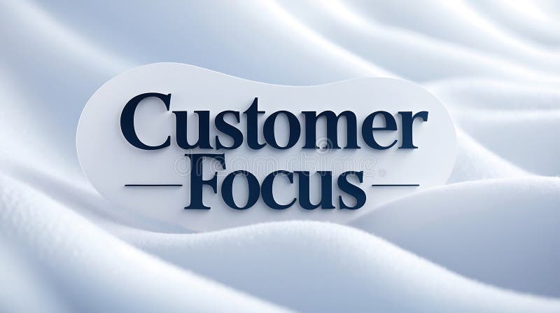 Innovative customer focus approach showcased with sleek typography on soft fabric stock illustration