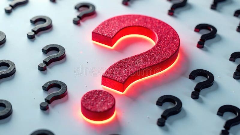 Innovative 3D Rendering A Futuristic QuestionAnswer Visual Concept for 2025 and Beyond Featuring Stunning Lighting stock illustration