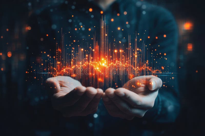 Innovative data visualization digital space graphic design high-tech environment close-up view futuristic concept stock image