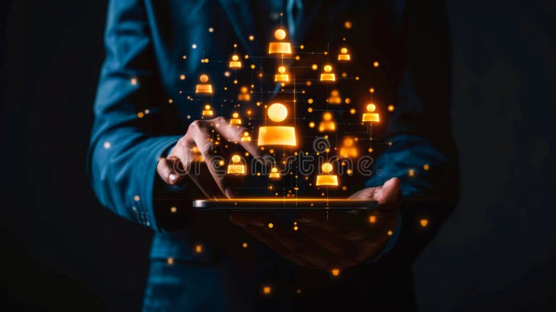 Innovative Digital Network Concept, Generative AI stock photography