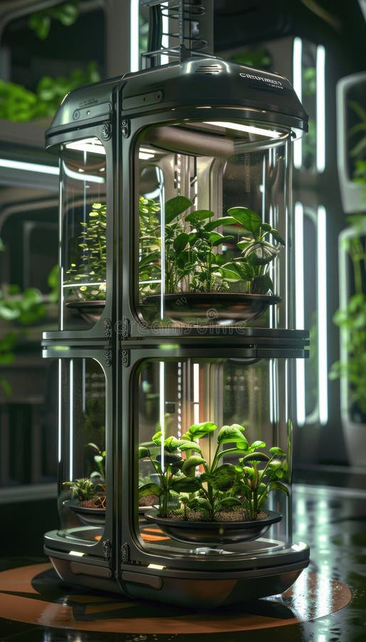 Innovative Hydroponic Farming Module in Spaceship for Efficient Space Agriculture royalty free stock photo