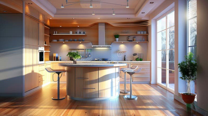 Innovative kitchen layout patterns royalty free illustration