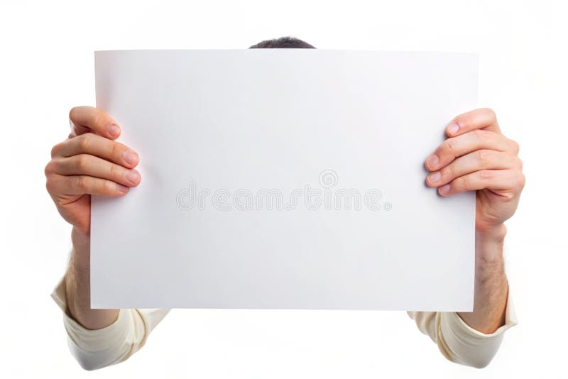 Innovative Kommunikation : Hände mit einem Papierbanner lizenzfreie abbildung