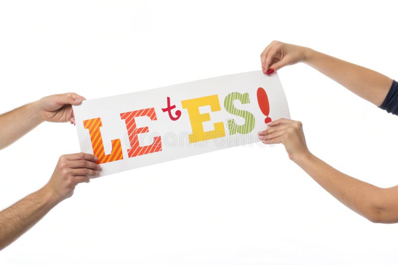 Innovative Kommunikation : Hände mit einem Papierbanner lizenzfreie abbildung