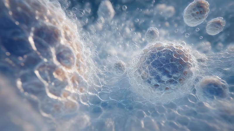 Innovative microscopic view of cells reproducing and regenerating royalty free illustration