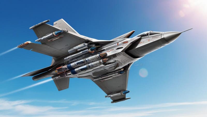 High-tech military aircraft with artificial intelligence vector illustration