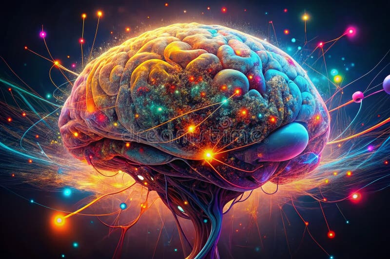 Innovative Neural Network Design Exploring the Abstract Face of Artificial Intelligence Through Complex Algorithms and royalty free illustration