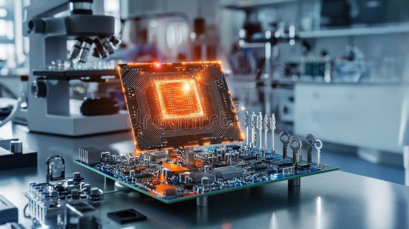 Innovative quantum circuit boards redefining security in advanced labs insights from a scientific perspective stock illustration