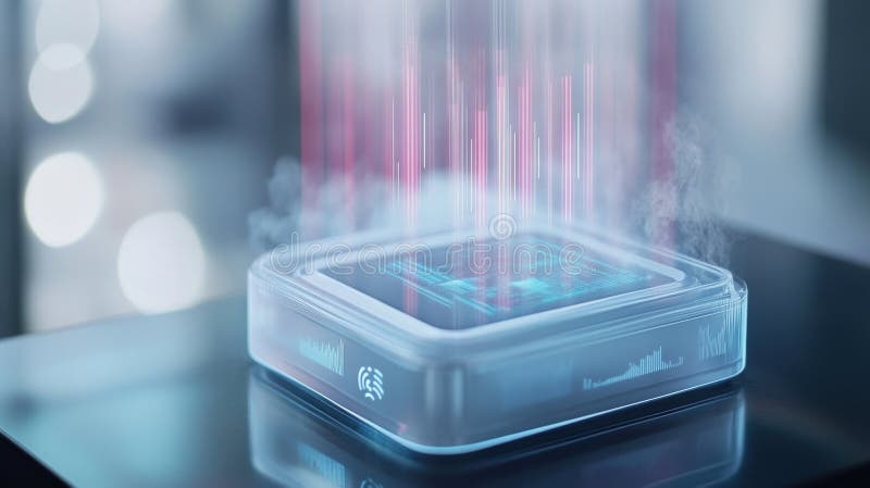 Innovative quantum computing processing big data and generating graphs royalty free stock photos