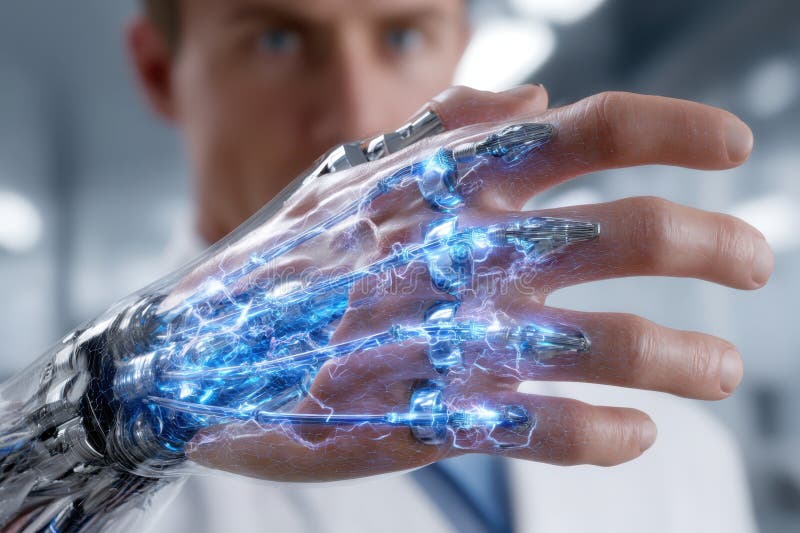 Innovative robotic arm showcases advanced technology in a lab environment vector illustration