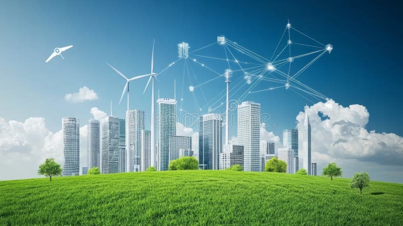 Innovative smart city concepts and communication networks driving digital transformation forward royalty free stock photos