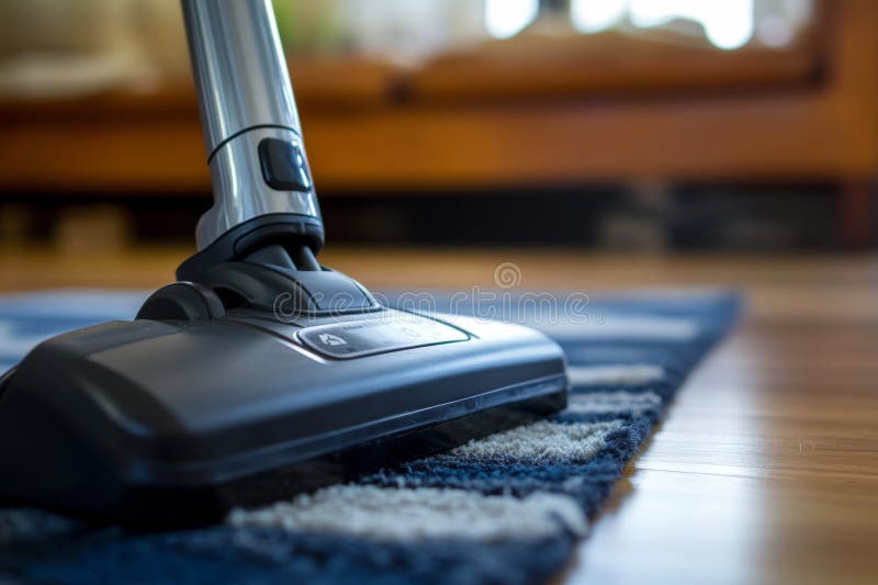 Innovative smart device efficiently cleaning and vacuuming floors in a modern home environment royalty free stock image