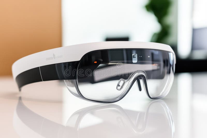 Innovative smart glasses designed for augmented reality applications in modern workplaces stock image