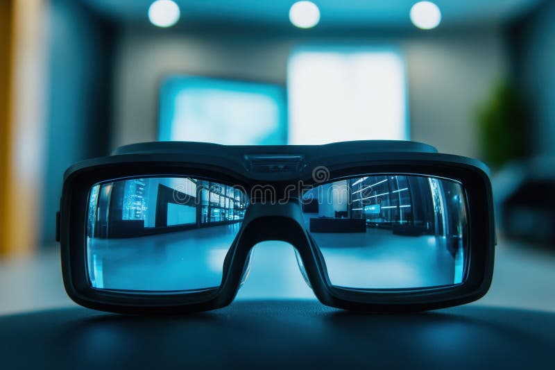 Innovative smart glasses on display in modern tech environment during daylight hours stock photos