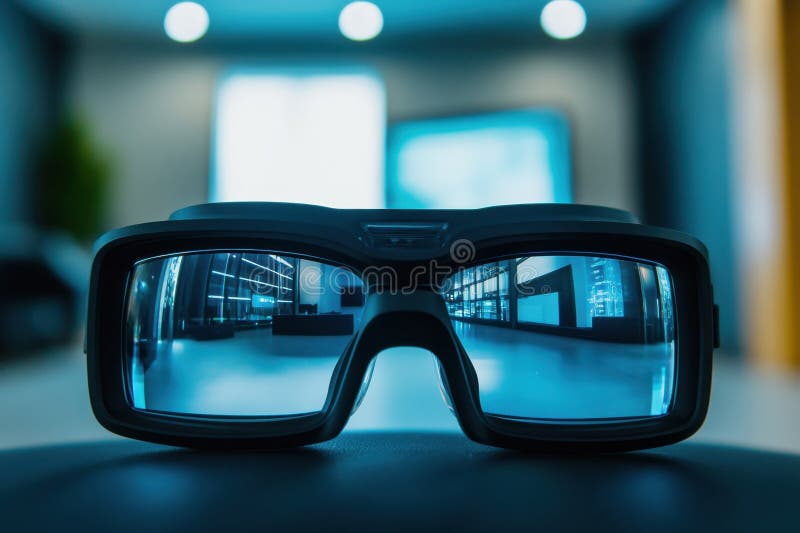 Innovative smart glasses on display in modern tech environment during daylight hours stock photos