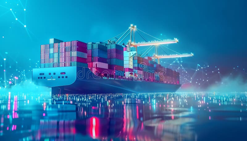 Innovative Smart Technology In Collaboration With Global Logistics For Industrial Container Cargo Freight Ship, Internet stock images