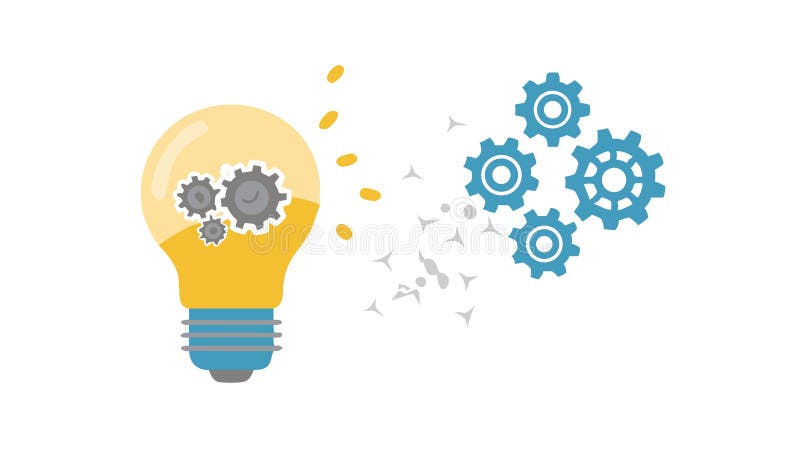Innovative Solutions: Lightbulb and Gears Working, vector design Generative AI vector illustration