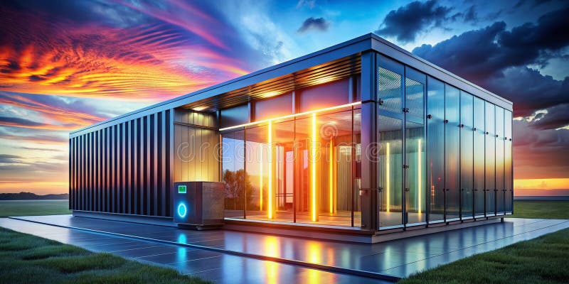 Innovative Thermal Energy Storage System: A Futuristic Double Exposure Visualizing Energy Efficiency and vector illustration