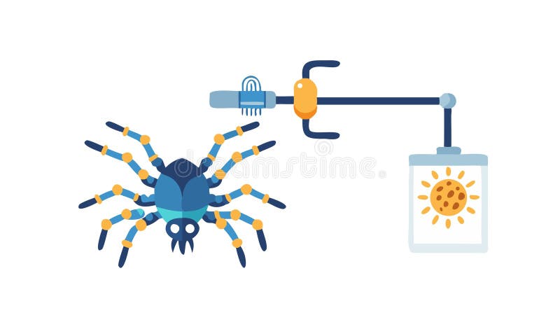 Mechanical spider handling hazardous material, environmental safety, vector design Generative AI stock illustration