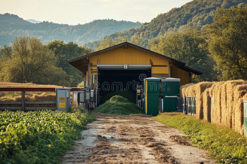 Innovative waste management system improving sustainability on a rural farm stock image