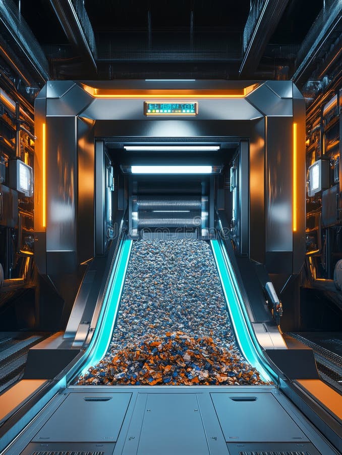 Innovative Waste Sorting Machine: A Glimpse into the Future of Eco-Friendly Technology stock illustration