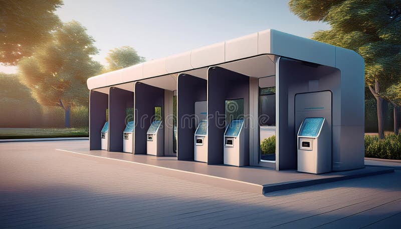 Innovative waste sorting stations promoting environmental stock photo